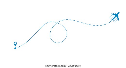 plane and its track on white background. Vector illustration.