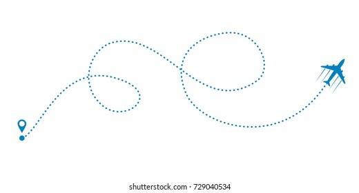 plane and its track on white background. Vector illustration.