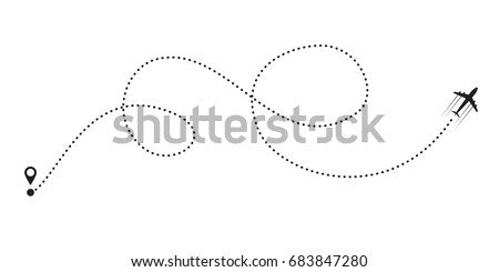 plane and its track on white background. Vector illustration.