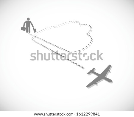 plane track with passenger 3d concept icon