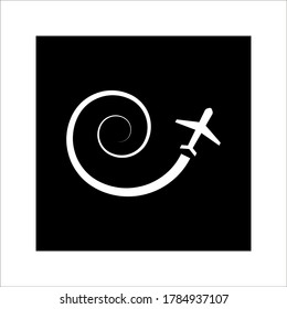 Plane track to point with dashed line way or air lines, airplane icon on background