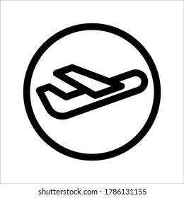 Plane track to point with dashed line way or air lines, airplane icon on white background
