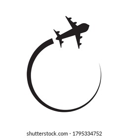 Piste de l'avion pour atteindre le point avec une ligne en pointillés ou des lignes aériennes, icône d'avion