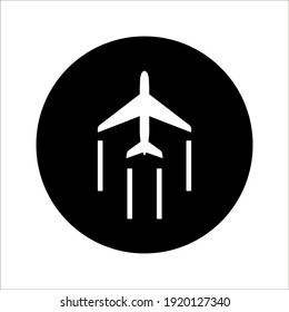 Plane track to point with dashed line way or air lines, airplane icon on white background. color editable
