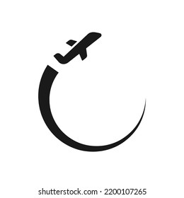 Flugbahn zu Punkt mit Linie oder Fluggesellschaften, Flugzeug Symbol Vektorgrafik. bearbeitbare Farbe 
