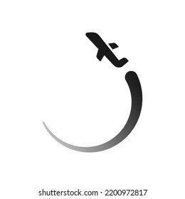 Plane track to point with line way or airlines, airplane icon vector. editable color 
