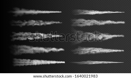 Similar – Image, Stock Photo Aircraft with contrails in the blue sky flying towards white clouds