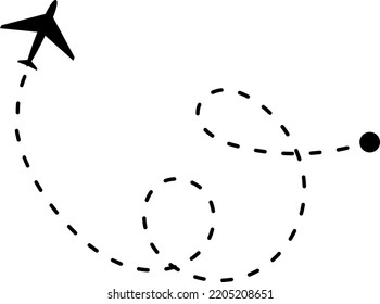 Plane Trajectory Line. Flight Path. Airplane Way