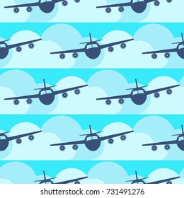 Plane transport seamless pattern original flat travel transportation freedom aircraft airplane vector illustration.