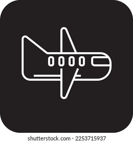 Plane Transportation icon with black filled line style. Vehicle, symbol, transport, line, outline, station, travel, automobile, editable, pictogram, isolated, flat. Vector illustration