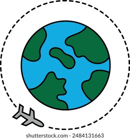 Plane Travel Around the World Icon
