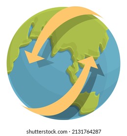 Plane travel icon cartoon vector. Map earth. Planet trip