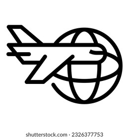 Plane travel icon outline vector. Earth tour. World globe