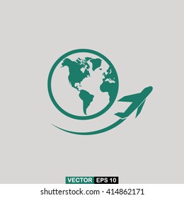Plane travel  icon vector