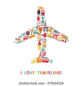 Plane from travel icons. Vector