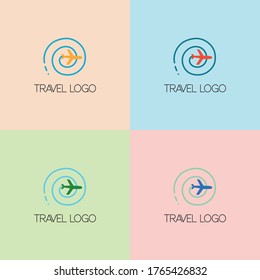 Plane travel logo set. Plane icon