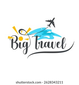 Logotipo de viaje en avión en Vector, estilo plano.