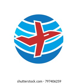 Plane Travel World Logo Circle