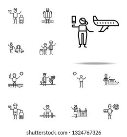 Plane, traveler icon. Travel icons universal set for web and mobile