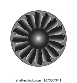 Plane turbine front view isolated on white background vector illustration.