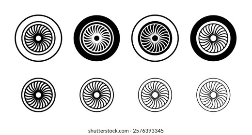 Plane turbine icon logo sign set vector outline