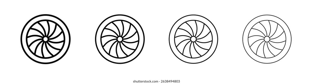 Plane turbine icon Outline sign symbol set