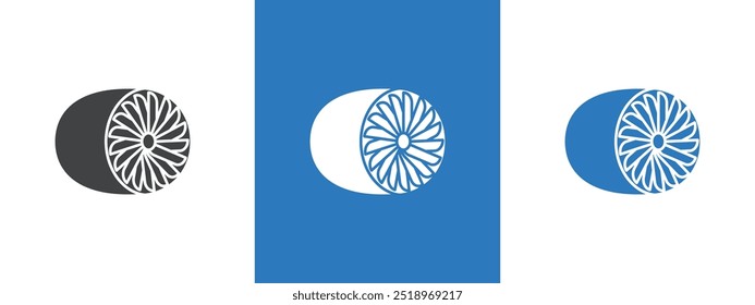 Ilustración de línea delgada de icono de turbina plana
