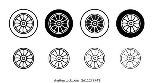Plane turbine icon Thin line art collection