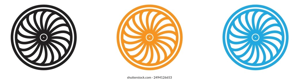 Colección de conjunto de logotipo de Vector de icono de turbina de avión para ui App de Web
