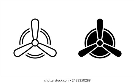 Plane turbine linear icon set. Airplane equipment. Jet propeller. Aeroengine. vector illustration on white background