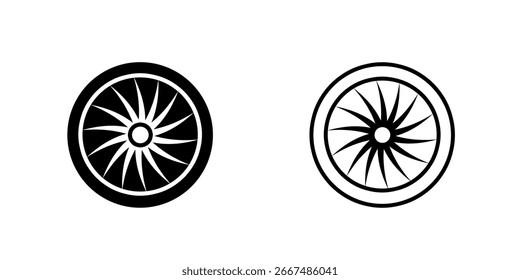 Plane turbine set icon isolated on white background.