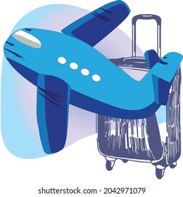 Plane, vacation and suitcase, everything for vacation and vacations