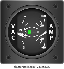 Plane vector amplitude instrument indicator on a white background