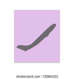 Plane Vector black icon on color sticker. Material design