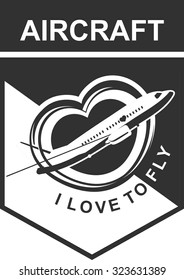 Plane vector emblem, logo icon black graphic isolated