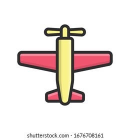 Plane vector filled color outline icon. 