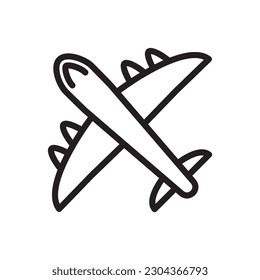 Icono de vector de plano. Icono de aviación. Diseño de la señal plana del avión. Símbolo del plano de transporte de vuelo. Signo vectorial del contorno del avión del aeropuerto. Símbolo de línea de plano reactivo. Pictograma de la aeronave. Icono Jet. icono de interfaz de usuario de UX