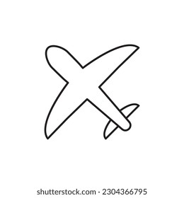 Plane vector icon. Aviation icon. Airplane flat sign design. Flight transport plane symbol. Airport airplane outline vector sign. Reactive plane line symbol. Aircraft pictogram. Jet icon. UX UI icon