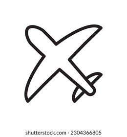 Plane vector icon. Aviation icon. Airplane flat sign design. Flight transport plane symbol. Airport airplane outline vector sign. Reactive plane line symbol. Aircraft pictogram. Jet icon. UX UI icon