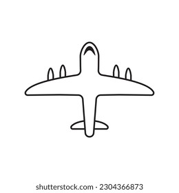 Icono de vector de plano. Icono de aviación. Diseño de la señal plana del avión. Símbolo del plano de transporte de vuelo. Signo vectorial del contorno del avión del aeropuerto. Símbolo de línea de plano reactivo. Pictograma de la aeronave. Icono Jet. icono de interfaz de usuario de UX