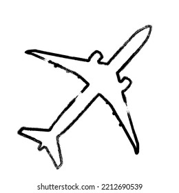 Plane vector icon, black aircraft isolated on white. Airplane outline design. Plane vector illustration. Transportation object. Airplane icon, web element. Air transport symbol. Flat aviation sign.