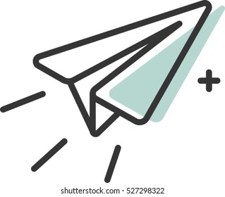 Plane, vector icon, button, travel, message, speed, aviation, origami, fly, paper 