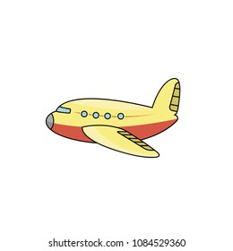 Plane vector icon. Cartoon colorful airplane icon.