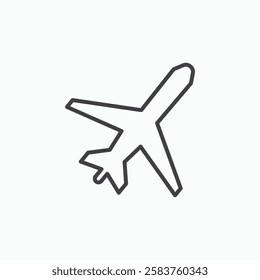 Plane vector icon isolated in black line