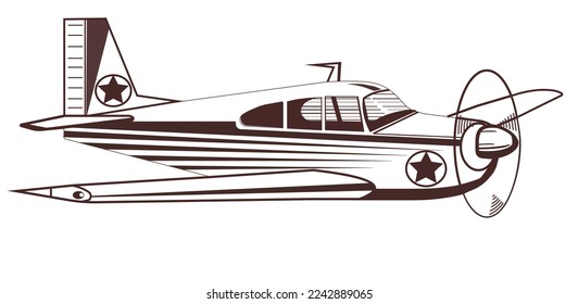 Icono de vector de plano. Avión retro. Viajando en avión. Icono de plano sobre fondo blanco. Ilustración del vector