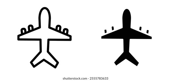 Plane vector icon set in black color.