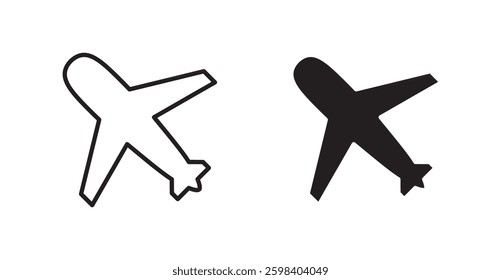 Plane vector icon set in black color.