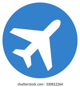Plane vector icon. Style is flat cobalt symbol, rounded angles, white background.