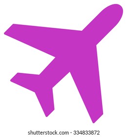 Plane vector icon. Style is flat violet symbol, rounded angles, white background.