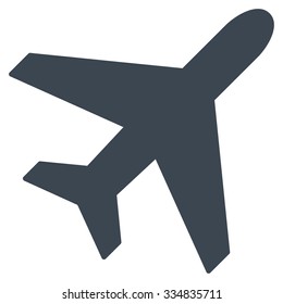 Plane vector icon. Style is flat smooth blue symbol, rounded angles, white background.
